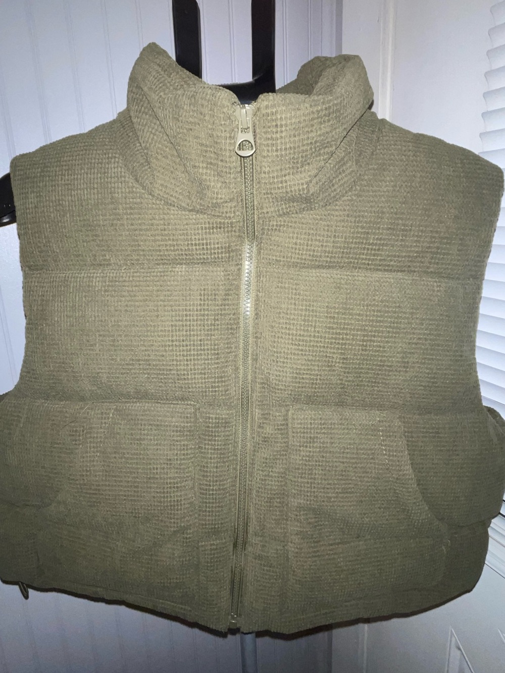 Ashley By 26 International Olive Green Quilted Puffer Vest